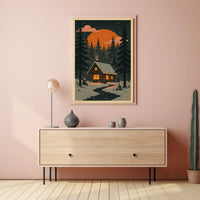 Cozy Cabin in Winter Wonderland Poster
