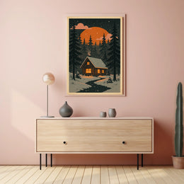 Cozy Cabin in Winter Wonderland Poster