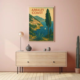 Amalfi Coast Poster Wall Art 18x24 Coastal Seascape Decor