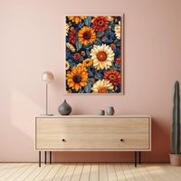 Vibrant Floral Illustration with Modern Artistic Poster
