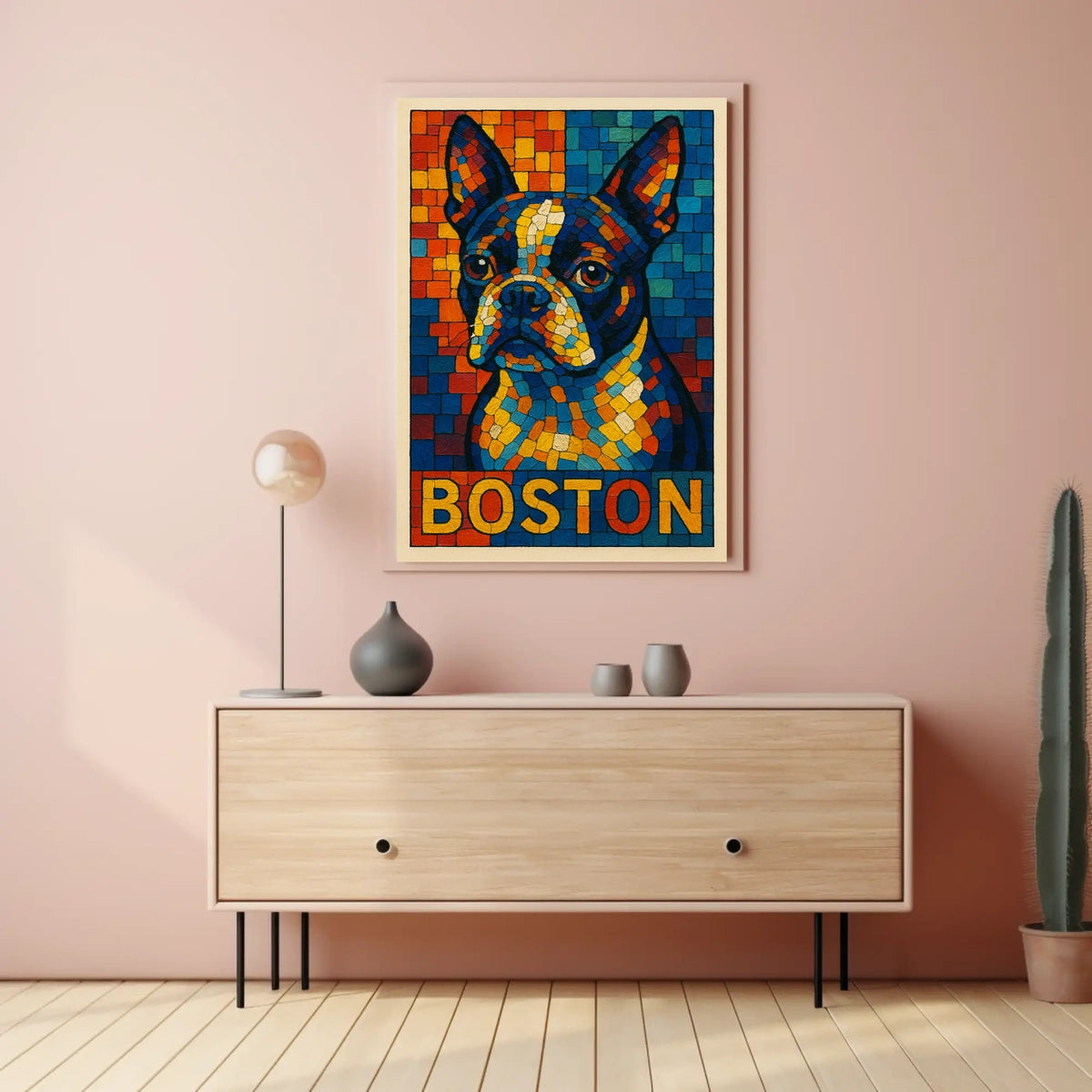 Boston Terrier Mosaic Poster