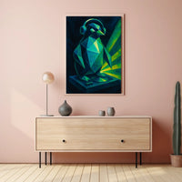 Geometric Penguin With Headphones Poster