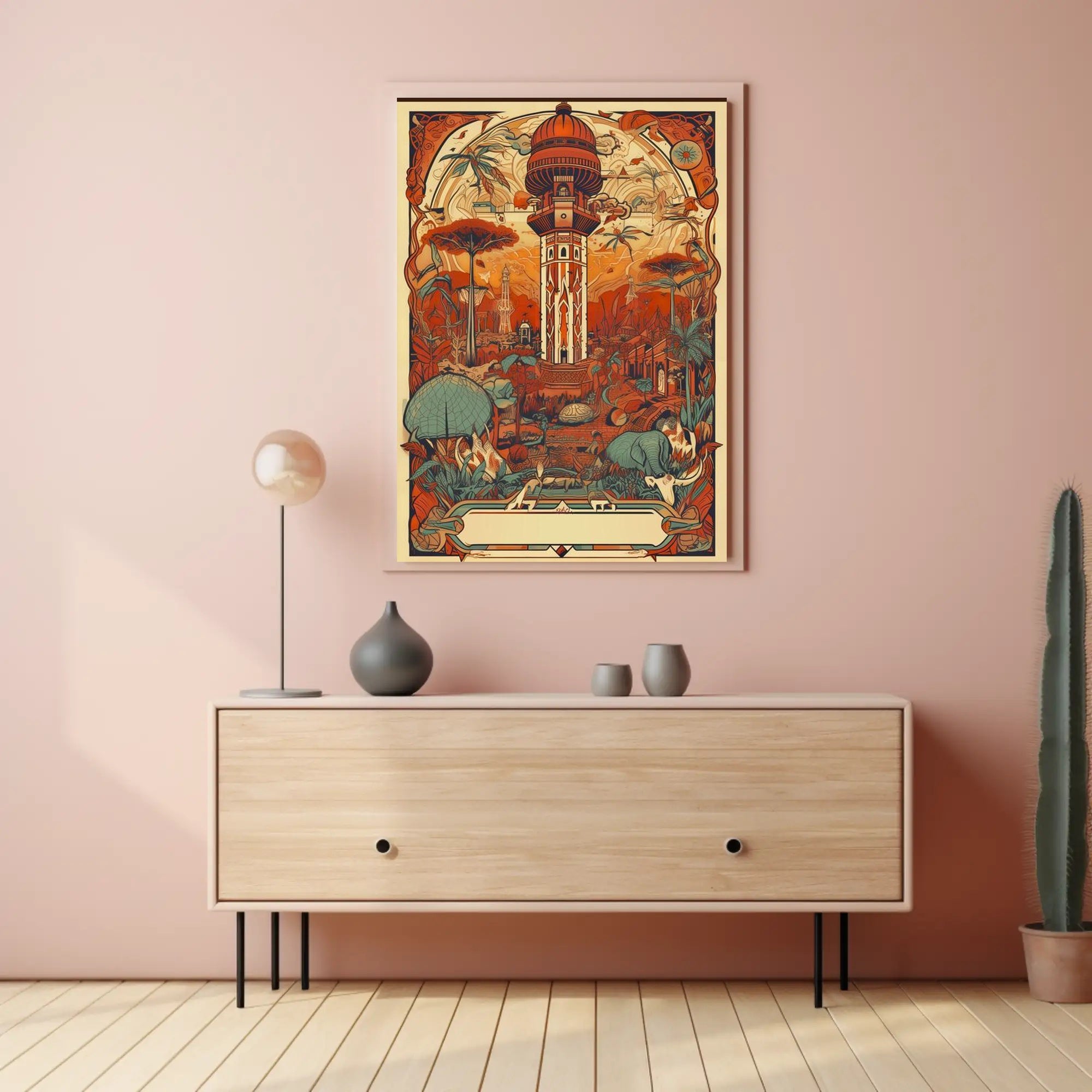Enchanted Tower: Fantastical Landscape with Ornate Structure Poster