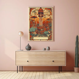 Enchanted Tower: Fantastical Landscape with Ornate Structure Poster