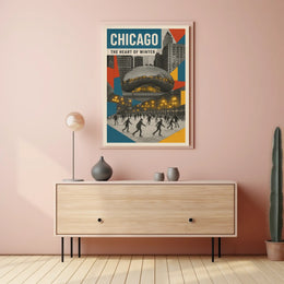 Scenes Of Chicago Heart Of Winter Cityscape Wall Poster
