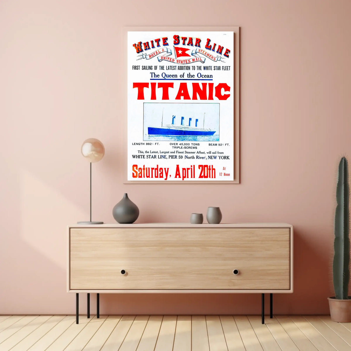 Titanic Grand Inaugural Voyage Poster Vintage Wall Art