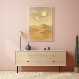 Twin Suns Over Desert Landscape Poster