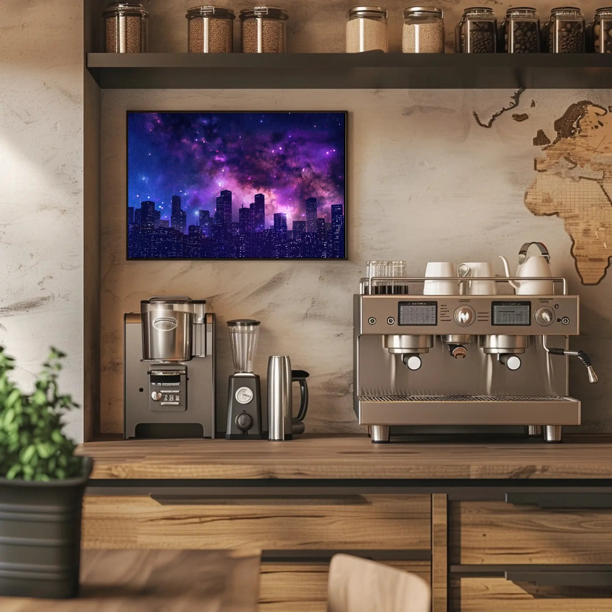 Cityscape Under the Stars Poster