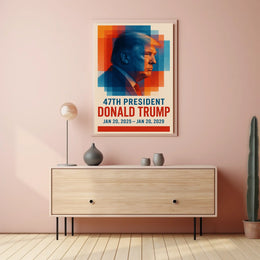 Donald Trump Visionary Leadership Side Profile Geometric Red Blue Patriot Poster