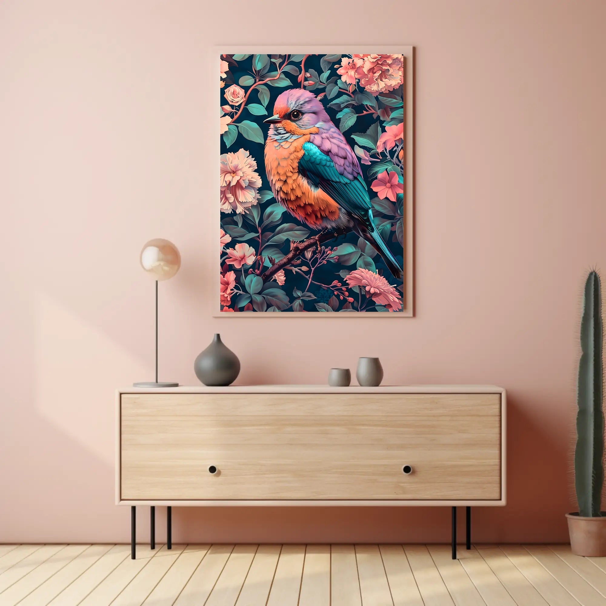 Vibrant Bird In Bloom William Morris Art Poster