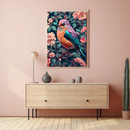 Vibrant Bird In Bloom William Morris Art Poster