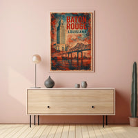 Baton Rouge Skyline Minimalist Wanderlust Poster