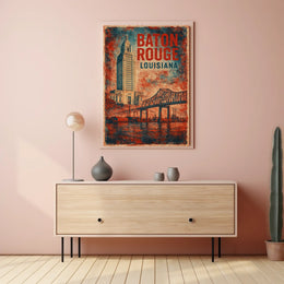 Baton Rouge Skyline Minimalist Wanderlust Poster