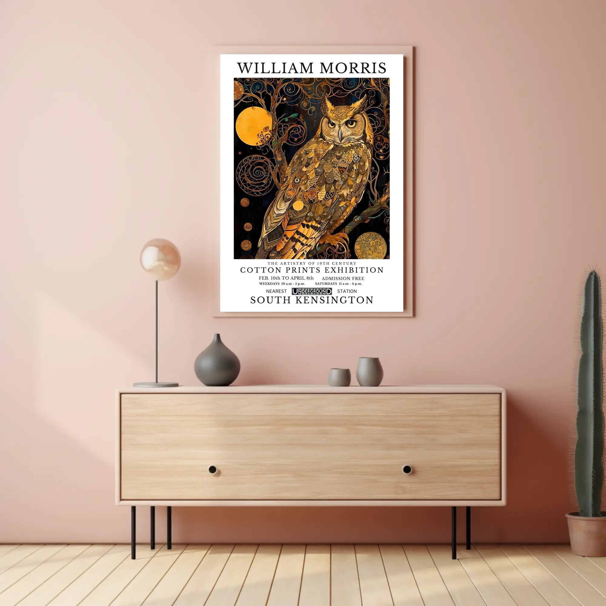 Elegant Owl Motif William Morris Artistic Poster