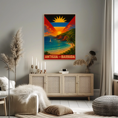 Tropical Paradise Antigua and Barbuda Travel Poster