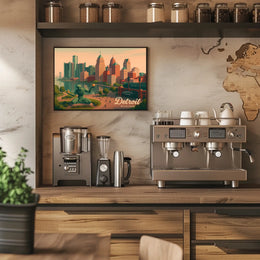 Detroit Skyline Comerica Park Night Urban Poster