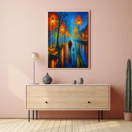 Evening Stroll in a Vibrant Cityscape Poster