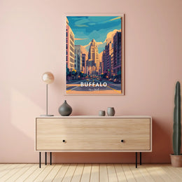 Buffalo Art Deco Urban Cityscape Poster Modern Wall Art