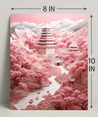Serene Cherry Blossom Landscape Poster