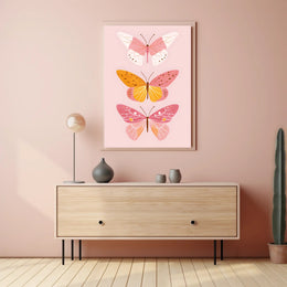 Butterfly Trio Modern Illustration Artistic Poster PosterGoat