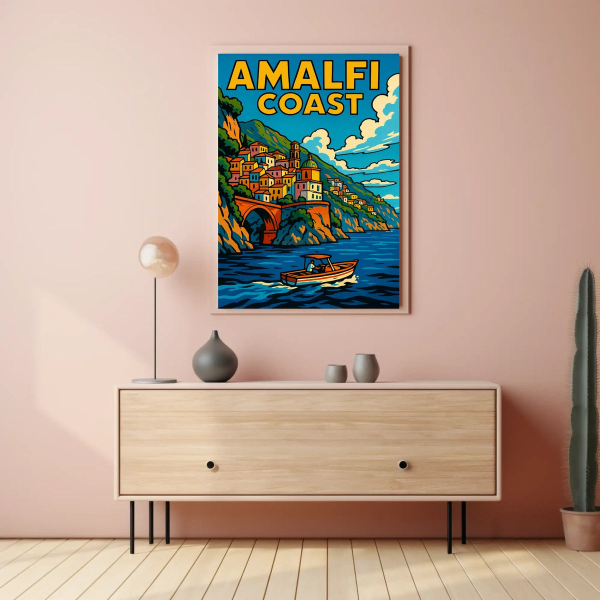 Amalfi Coast Poster Wall Art Scenic Italian Seaside Print