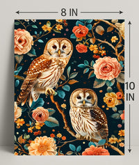 Owls And Blossoms William Morris Art Poster