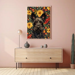 Floral Canine Portrait Wall Art Print