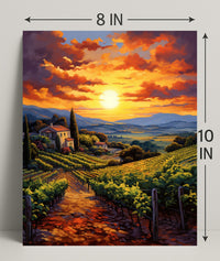 Sunset Over The Vineyard Poster