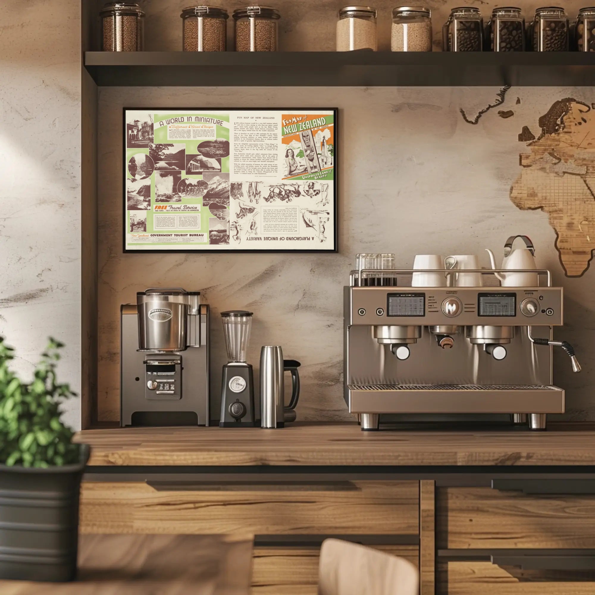 New Zealand Fun Map Poster PosterGoat