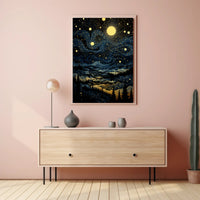Starry Night Landscape Poster PosterGoat