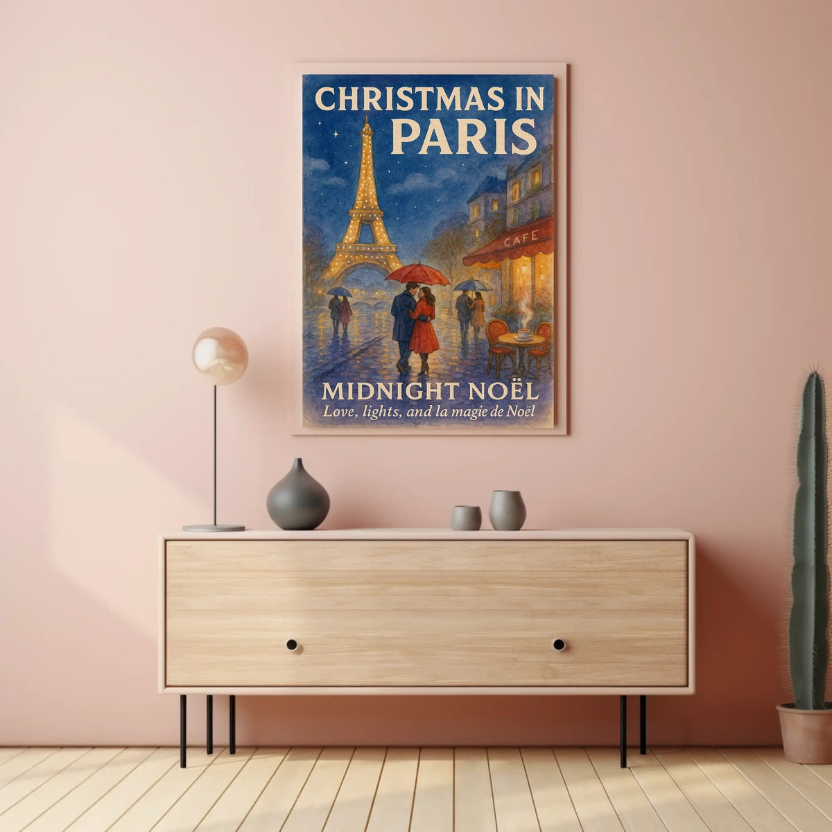 Paris Christmas Noël Midnight Vintage Poster