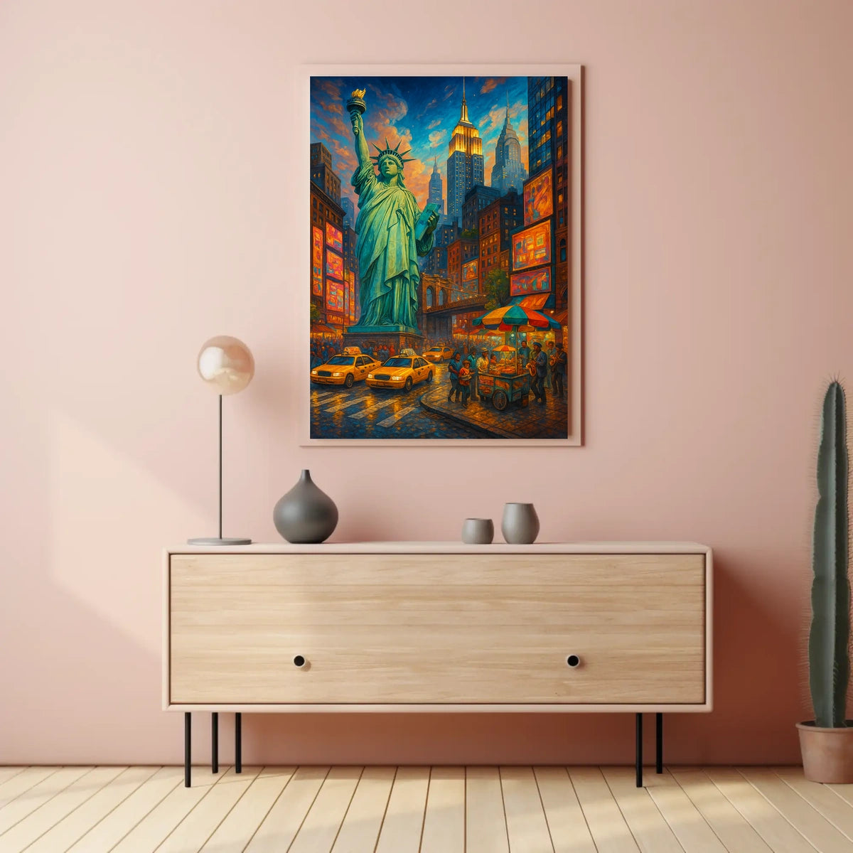 Vibrant New York City Street Scene Poster Modern Wall Art