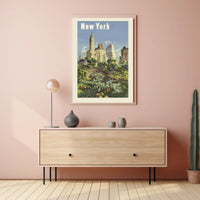 New York City Urban Cityscape Poster Vintage Wall Art