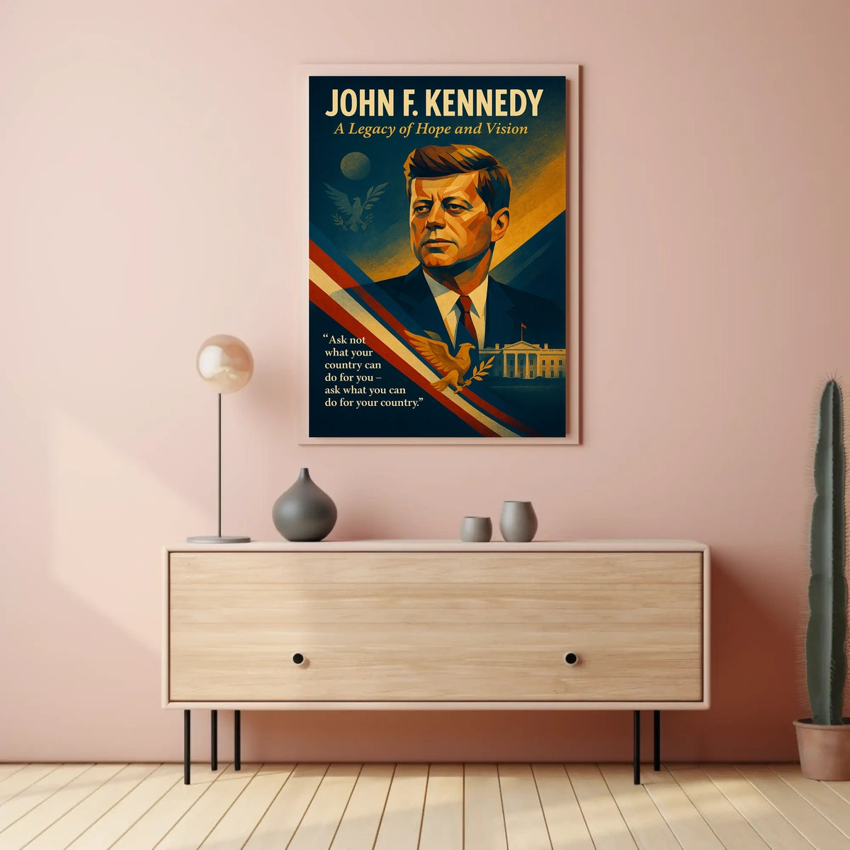 John F. Kennedy Patriotic Vintage Art Poster