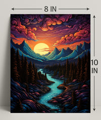 Majestic Mountain Sunset Poster PosterGoat