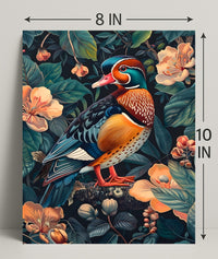 Vibrant Mandarin Duck William Morris Art Poster