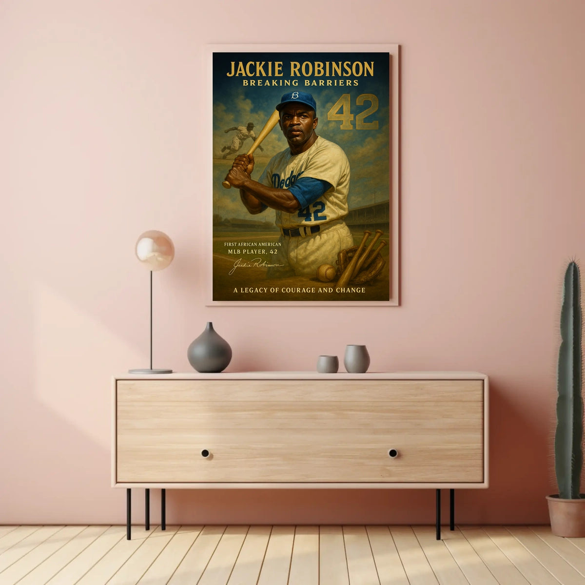 Jackie Robinson Vintage Baseball Sports Poster