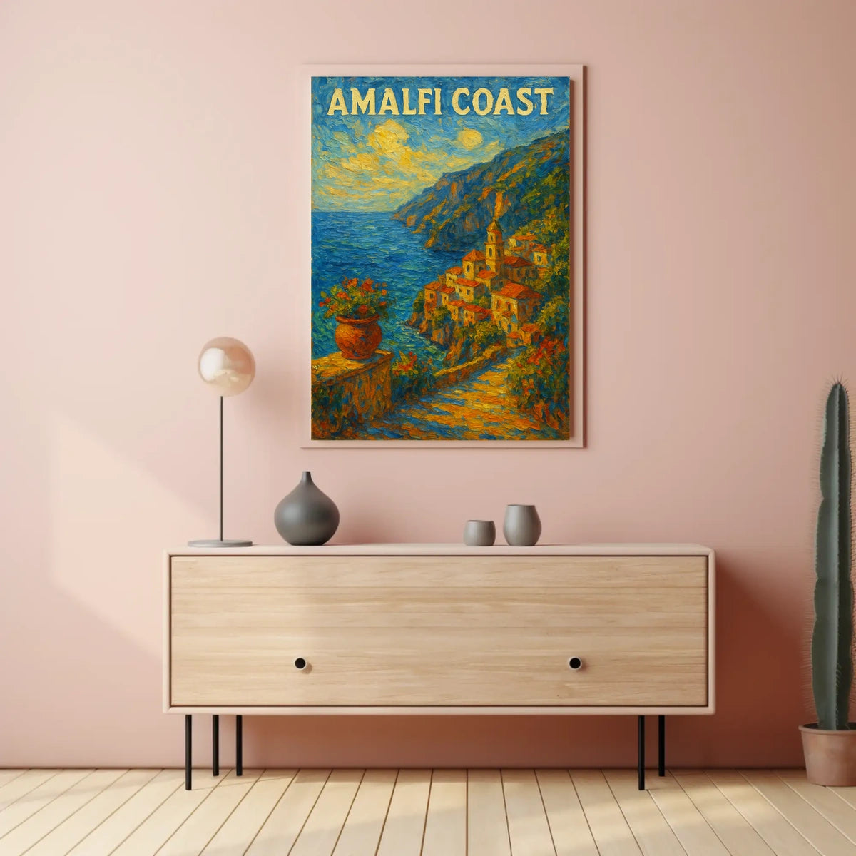 Amalfi Coast Poster Art for Coastal Wall Decor 18x24