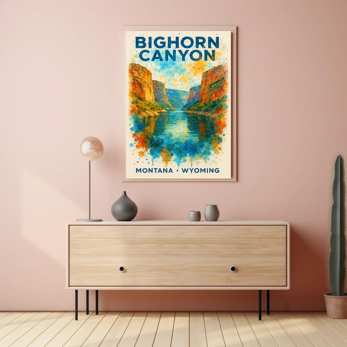 Bighorn Canyon Watercolor Art Poster: Adventure Awaits