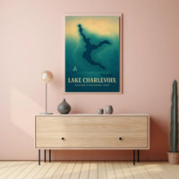 Lake Charlevoix Topographic Travel Poster