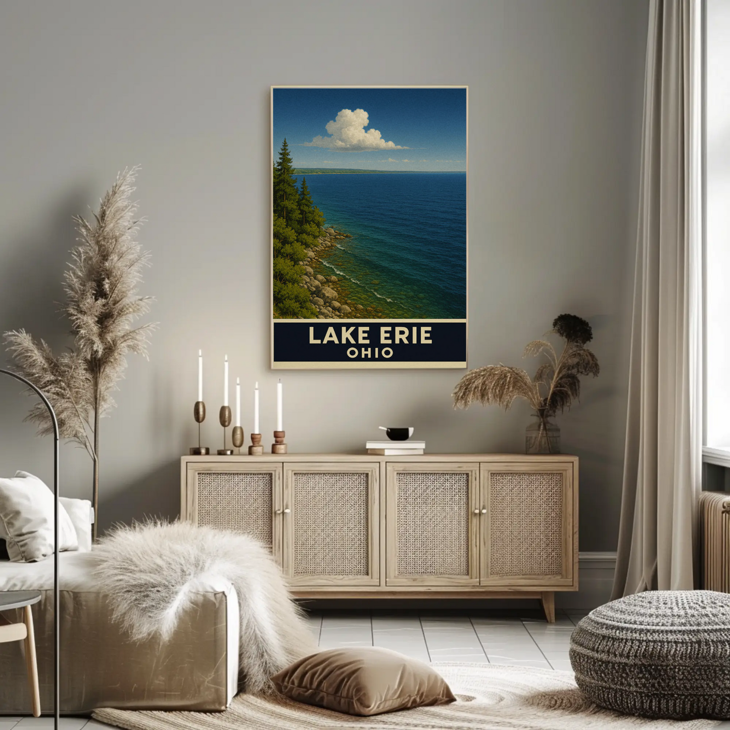 Lake Erie Ohio Rocky Shoreline Scenic Nature Poster