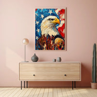 Eagle With Red White And Blue Abstract Background Poster