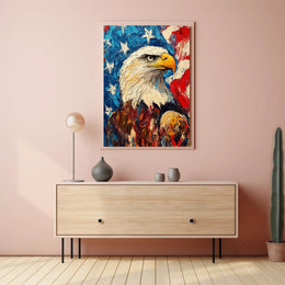 Eagle With Red White And Blue Abstract Background Poster