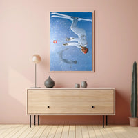 Upside Down Ski Adventure Poster PosterGoat