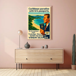 Caribbean Paradise With U.S. Passports Poster