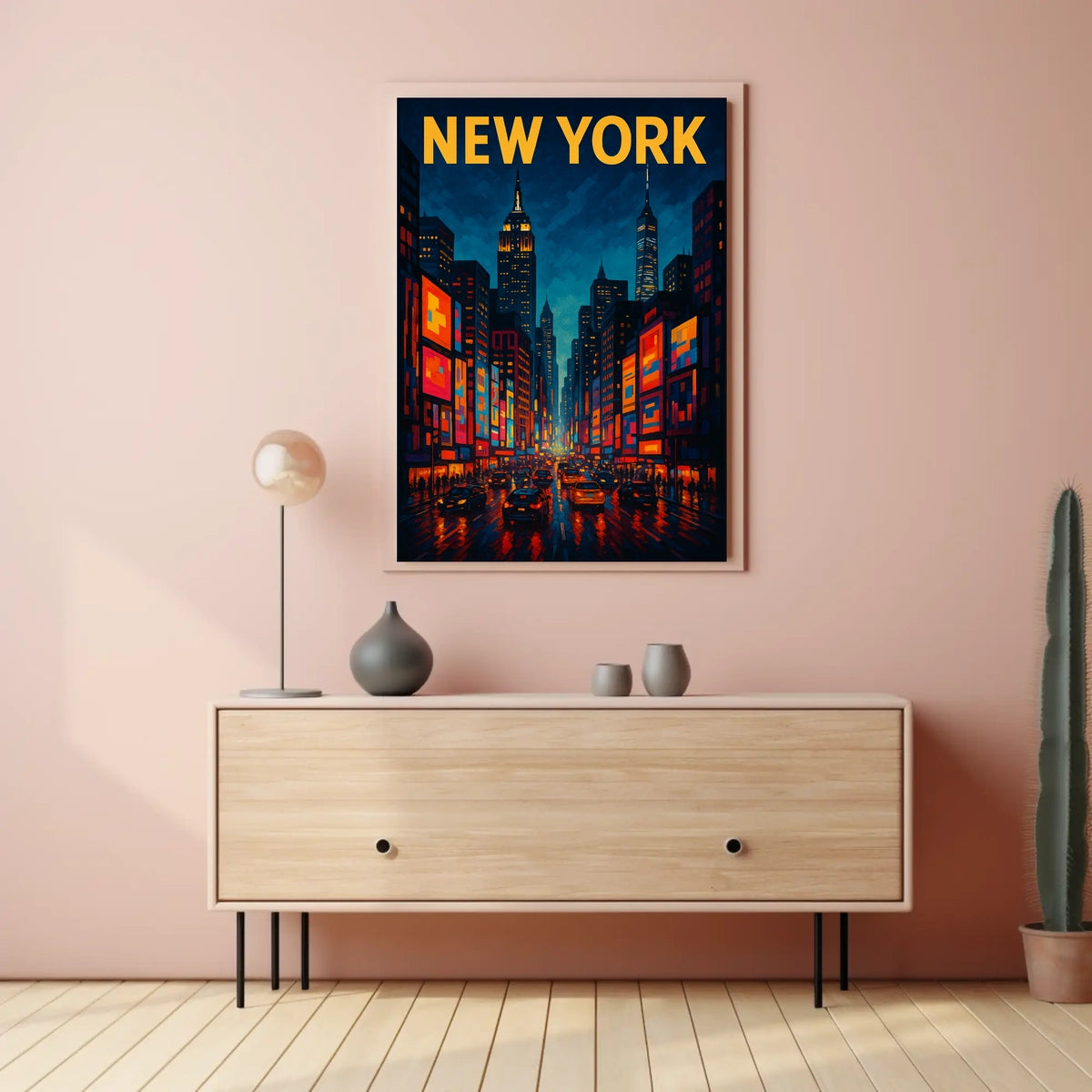 New York Cityscape Poster Modern Night Skyline Wall Art