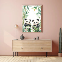 Enchanting Pandas in Bamboo Animal Poster