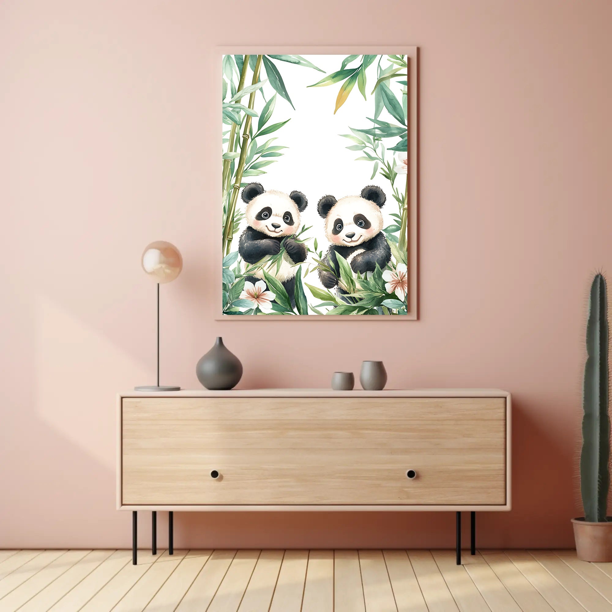 Enchanting Pandas in Bamboo Animal Poster
