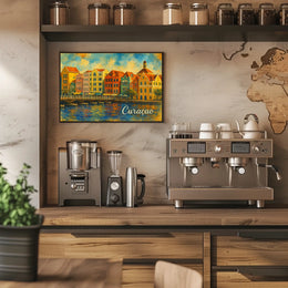 Colorful Curaçao Island Vibes Watercolor Poster