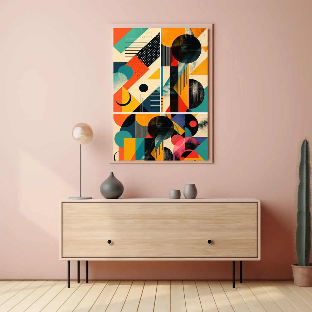 Vibrant Geometric Art Print Abstract or Artistic Poster